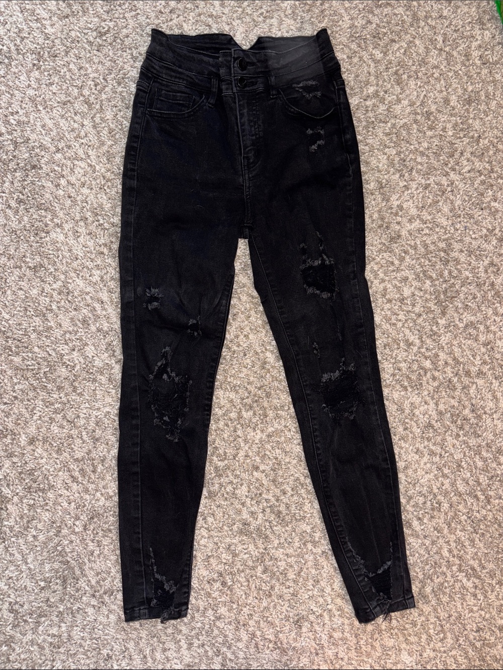 KanCan High-Rise Black Distressed Skinny Jeans